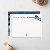 魚釣り·マニパーソナライズされたア·ノート·カ男性へード ノートカード (正面/裏面インサイチュ)