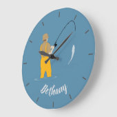 魚釣り ラージ壁時計 (傾斜)