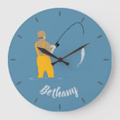 魚釣り ラージ壁時計 (正面)