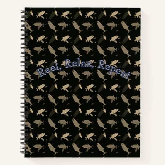 魚釣り – リールリラックス、繰り返し ノートブック (正面)