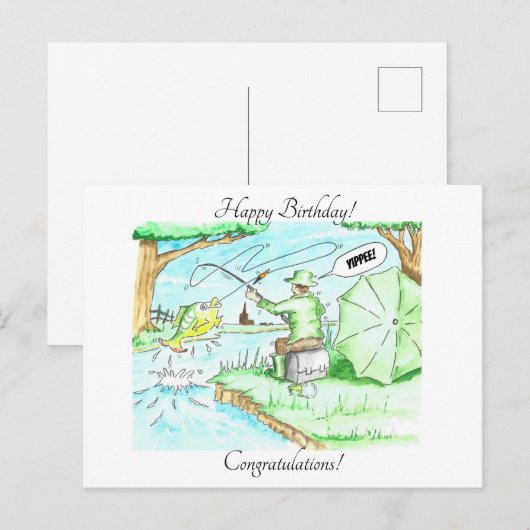 魚釣り – 大きい！イッペ！ ポストカード (正面/裏面)