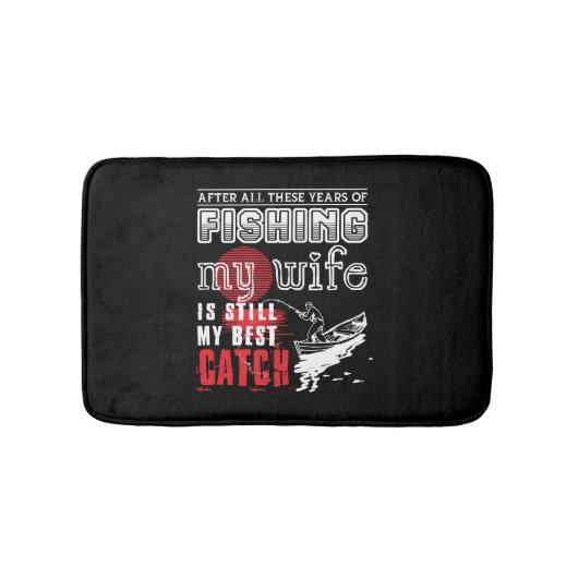 魚釣り – 妻との魚釣りTシャツ バスマット (正面)