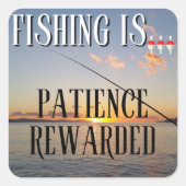 魚釣り...忍耐が報われた スクエアシール (正面)