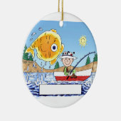 魚釣り、漁師-パーソナライズな漫画 セラミックオーナメント (右)