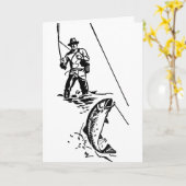 魚釣り、父の日 カード (黄色い花)