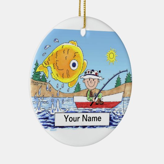 魚釣り – 男性 セラミックオーナメント (右)