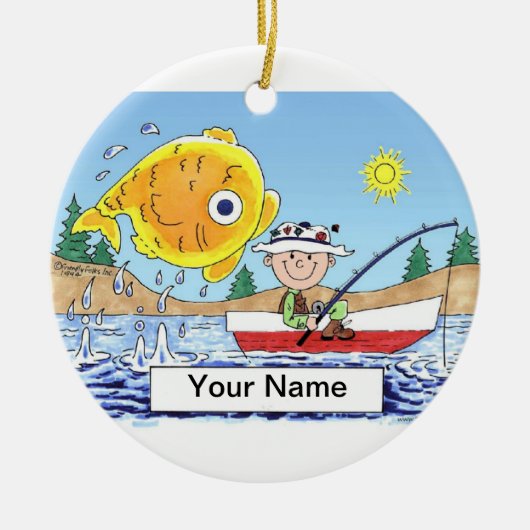 魚釣り – 男性 セラミックオーナメント (正面)