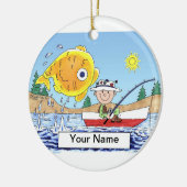 魚釣り – 男性 セラミックオーナメント (左)