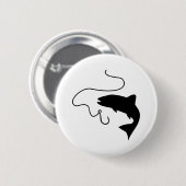 魚釣り、釣り針 缶バッジ (正面&裏面)