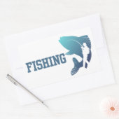 魚釣り 長方形シール (封筒)