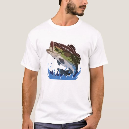 魚釣り，魚，ベース，男性女性 Tシャツ (正面)