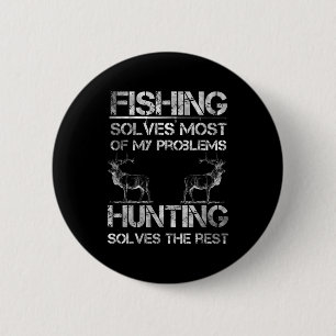 魚釣り&鹿狩り解決問題おもしろい魚釣り 缶バッジ