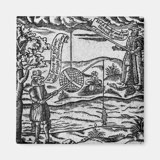 魚釣り『A Book Roxburghe Ballads』の風刺 マグネット (正面)