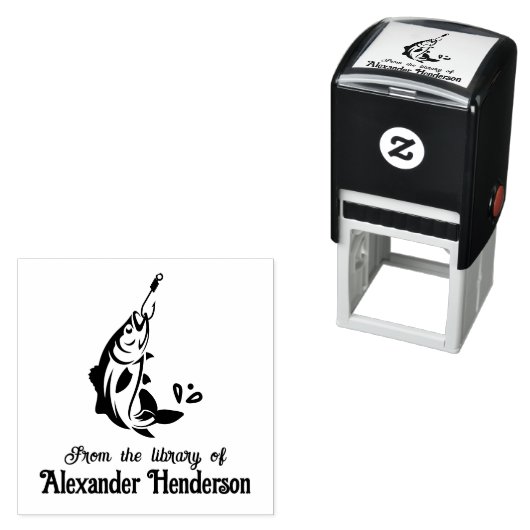 魚釣り: Fish on a Hook Libraryブック名 セルフインキングスタンプ (インサイチュ)