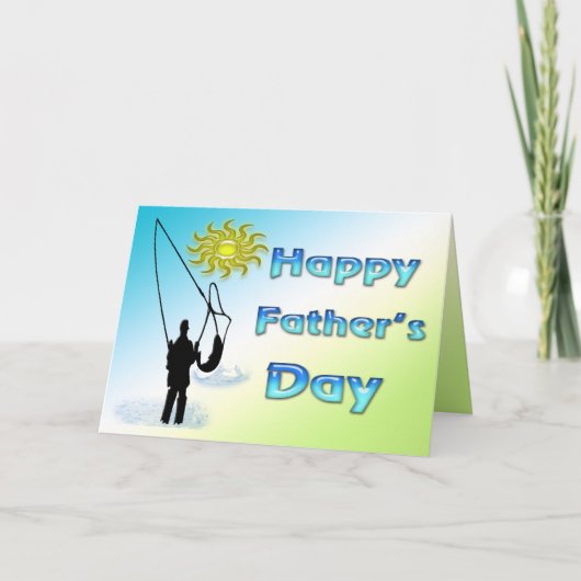 魚釣り- Happy Father's Day Card カード (正面)