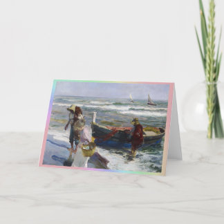 魚釣り、Joaquin Sorolla y Bastidaからの復帰 サンキューカード