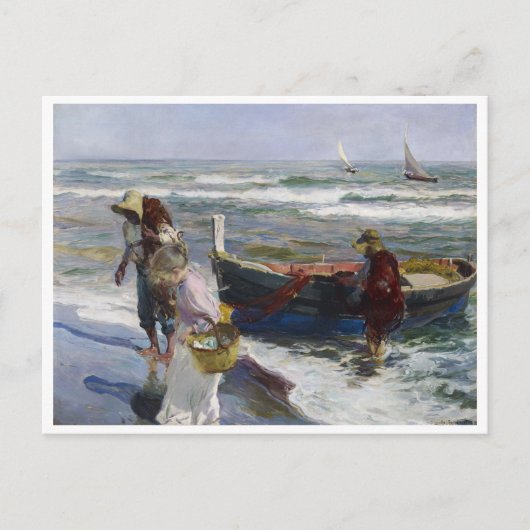 魚釣り、Joaquin Sorolla y Bastidaからの復帰 ポストカード (正面)