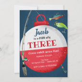 魚釣りO – 魚類誕生日招待状 招待状 (正面)