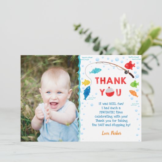 魚釣りO-Fish-ally第1誕生日サンキューカード 招待状 (スタンド正面)