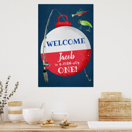 魚釣りO-FISH-ally誕生日へようこそ ポスター (キッチン)