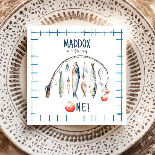 魚釣りO-Fish-Ally The Big One Blue Boy誕生日 スタンダードカクテルナプキン