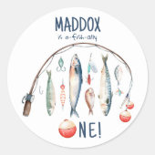 魚釣りO-Fish-Ally The Big One Blue Boy誕生日 ラウンドシール (正面)