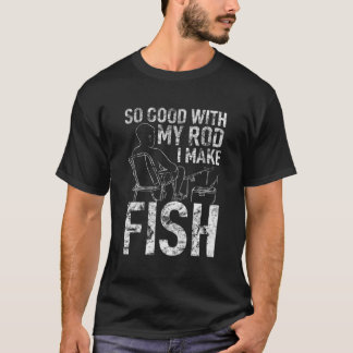魚釣りTシャツのメンズフィッシャーロッドI Maが良い Tシャツ