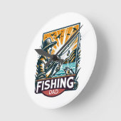 魚釣りtシャツ ラウンド壁時計 (傾斜)