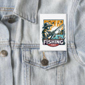 魚釣りtシャツ 缶バッジ (インサイチュ)