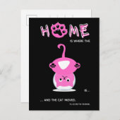 魚鉢おもしろいのピンクの猫が動いた 案内ポストカード (正面/裏面)