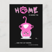 魚鉢おもしろいのピンクの猫が動いた 案内ポストカード (正面)