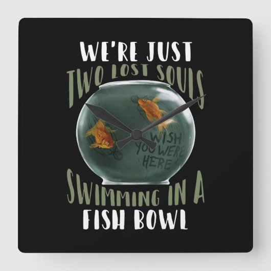 魚鉢で泳失ったぐ魂は2人だ スクエア壁時計 (正面)