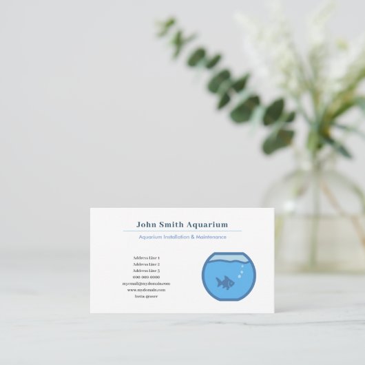 魚鉢と水族館の設置とメンテナンス 名刺 (スタンド正面)