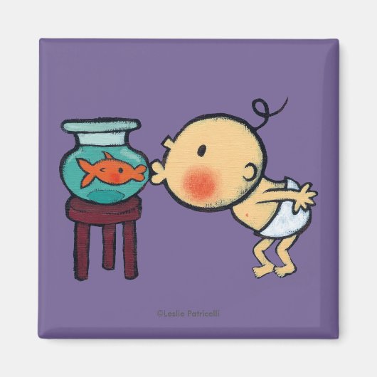 魚鉢キスオレンジ金魚 マグネット (正面)