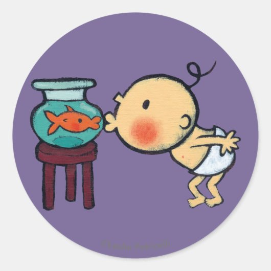 魚鉢キスオレンジ金魚 ラウンドシール (正面)