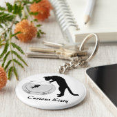 魚鉢キーチェーン付き猫 キーホルダー (側面)