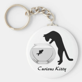 魚鉢キーチェーン付き猫 キーホルダー