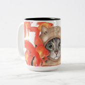 魚間のスキューバ猫 ツートーンマグカップ (正面左)