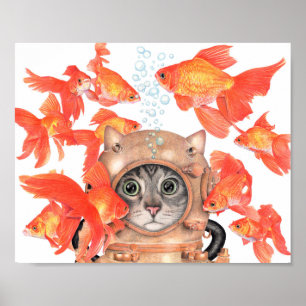 魚間のスキューバ猫 ポスター