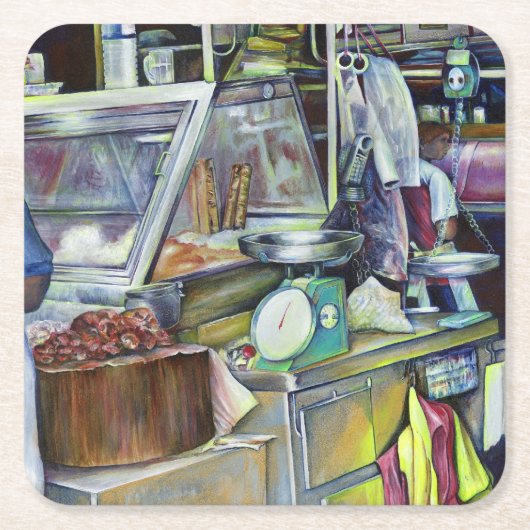 魚頭カレーは？シンガポール スクエアペーパーコースター (正面)