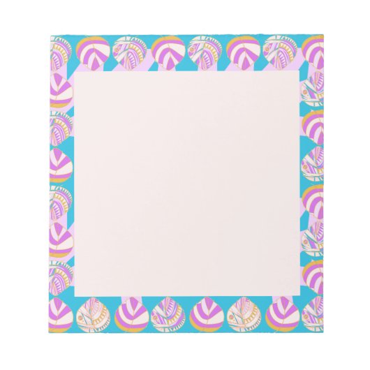 魚頭葉薄紫金ゴールドターコイズ ノートパッド (正面)