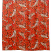 魚類と赤藻類アールヌーボー動物模様 シャワーカーテン (正面)