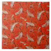 魚類と赤藻類アールヌーボー動物模様 タイル (正面)