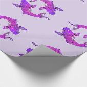 魚類のかわいらしい紫色の魚 ラッピングペーパー (角)