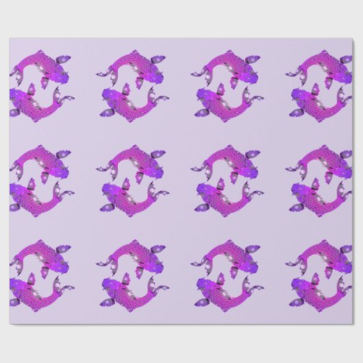 魚類のかわいらしい紫色の魚 ラッピングペーパー (フラット)