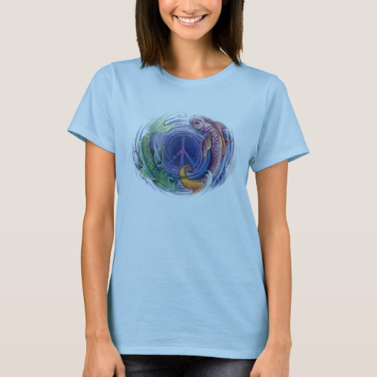 魚類のピースサイン Tシャツ (正面)