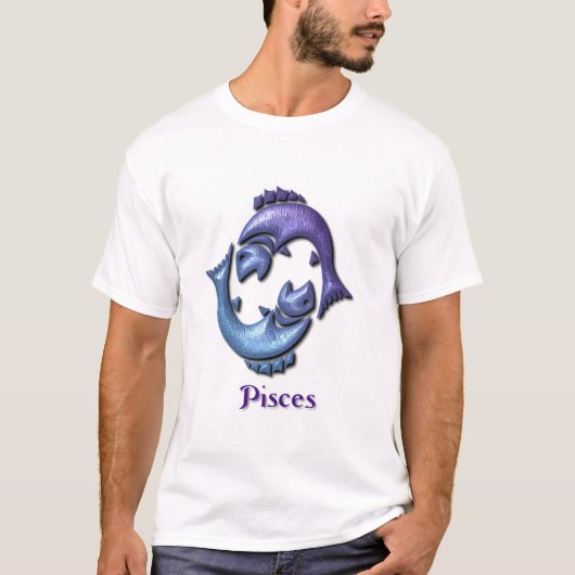魚類の印の女性青のTシャツ Tシャツ (正面)
