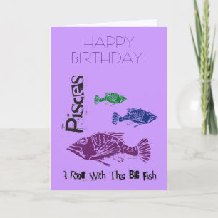 魚類の大きい魚のハッピーバースデーカード カード