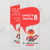 魚類の招待状の誕生会 招待状 (正面/裏面)