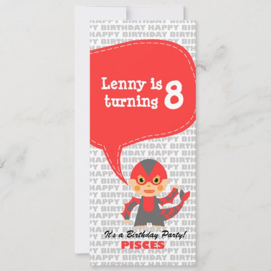 魚類の招待状の誕生会 招待状 (正面)